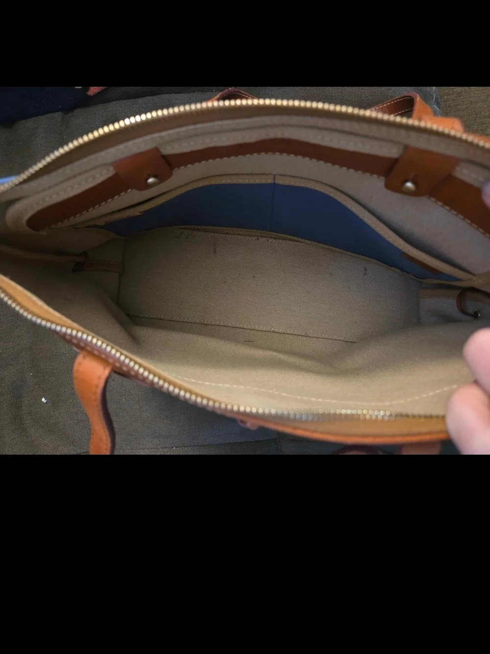 Dooney & Bourke Blue Tote with Brown Trim and Tassel